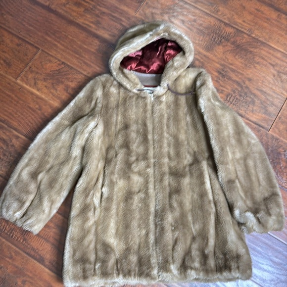Vintage Simpsons Tissavel France Faux Fur Mob Boss Retro Cozy Hooded Coat - Picture 7 of 12
